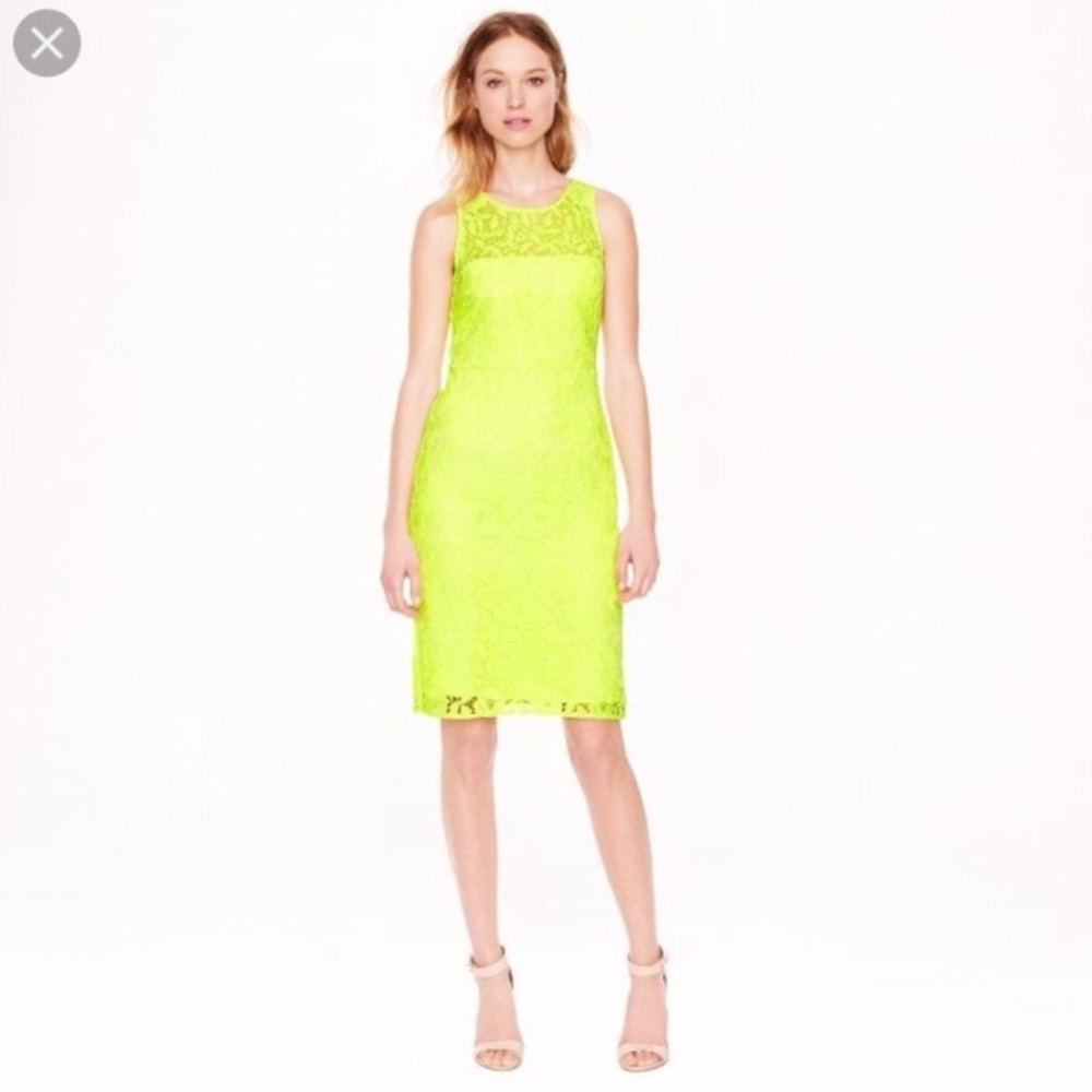 J. Crew Neon Citrus Lace Sheath Dress